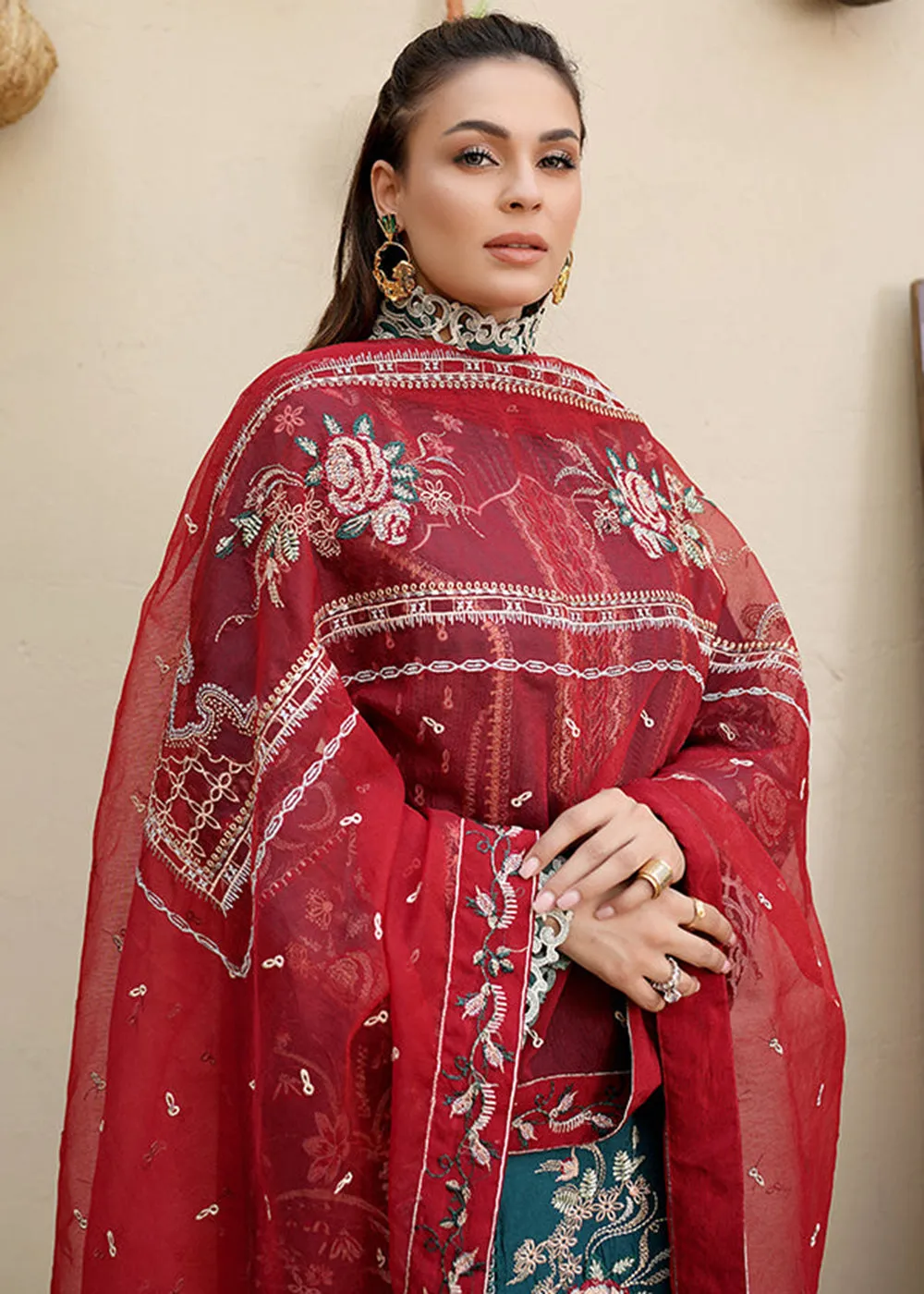 Teal Green Lawn Dress - Bahaar Luxury Lawn '23 by Mariyam's - Muntaha B-1018