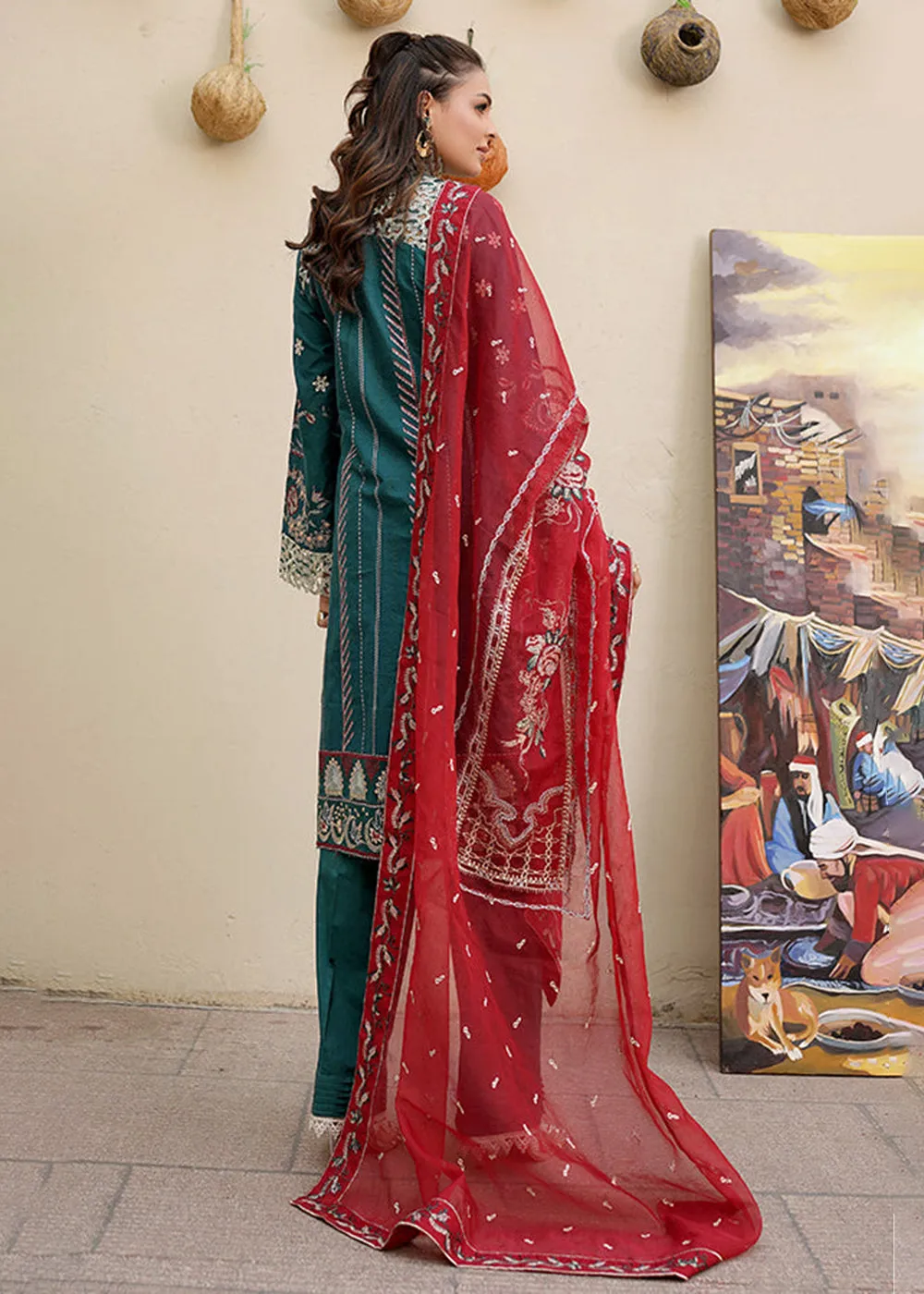 Teal Green Lawn Dress - Bahaar Luxury Lawn '23 by Mariyam's - Muntaha B-1018