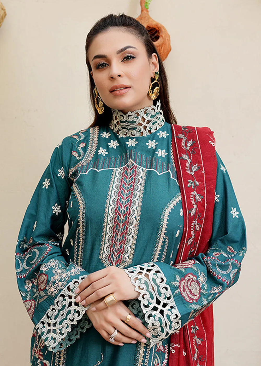 Teal Green Lawn Dress - Bahaar Luxury Lawn '23 by Mariyam's - Muntaha B-1018