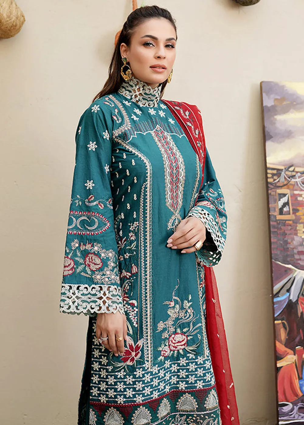 Teal Green Lawn Dress - Bahaar Luxury Lawn '23 by Mariyam's - Muntaha B-1018