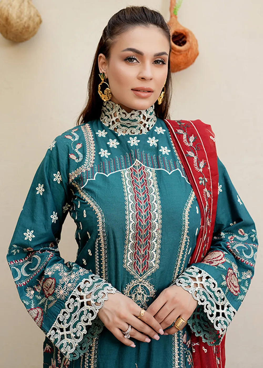 Teal Green Lawn Dress - Bahaar Luxury Lawn '23 by Mariyam's - Muntaha B-1018