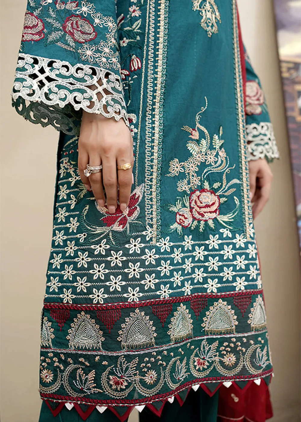 Teal Green Lawn Dress - Bahaar Luxury Lawn '23 by Mariyam's - Muntaha B-1018