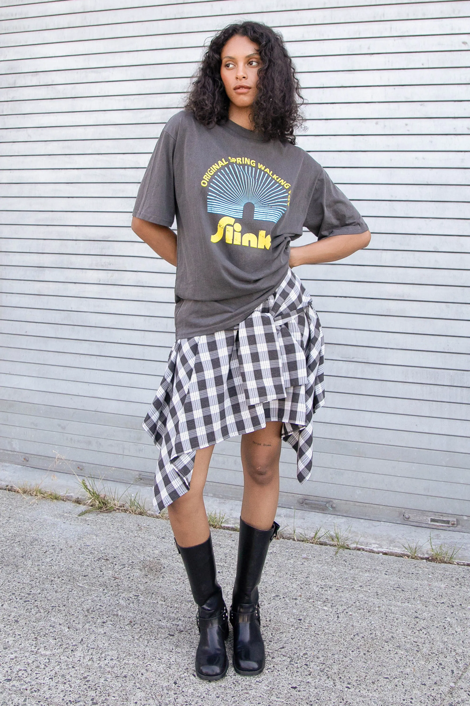 TIED SHIRT EFFECT MINI SKIRT
