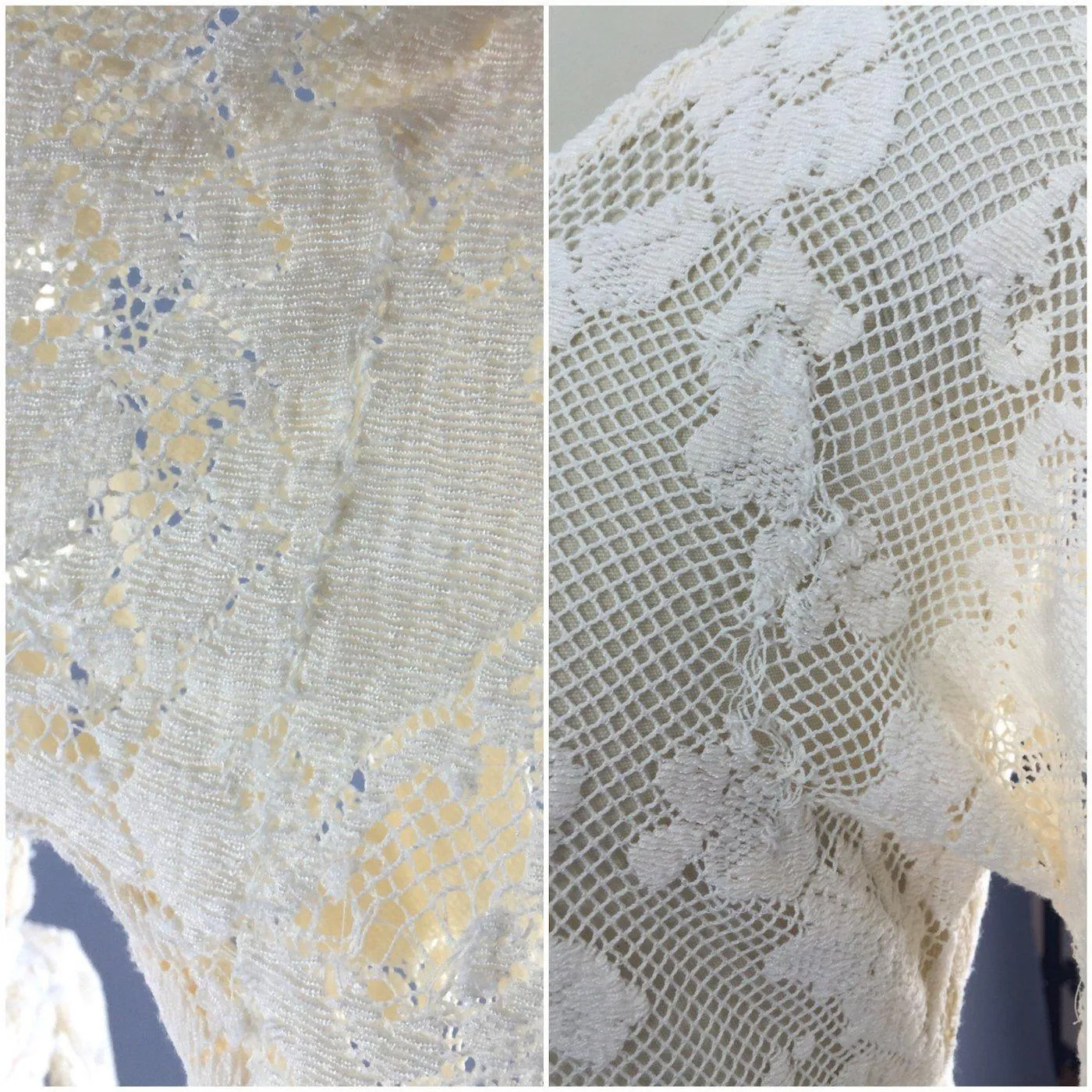 Vintage 1970s Ivory Lace Dress / Bohemian Wedding Festival
