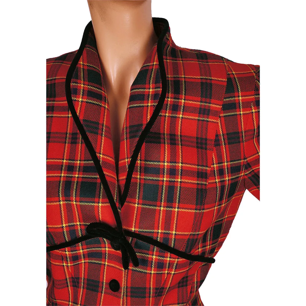 Vintage 1980s Thierry Mugler Plaid Wool Suit - Ladies Size 38 - M