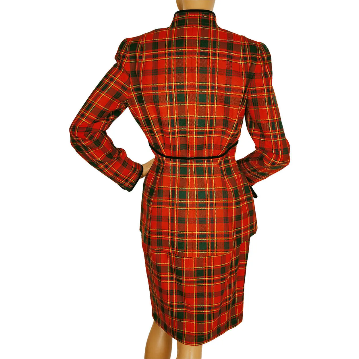Vintage 1980s Thierry Mugler Plaid Wool Suit - Ladies Size 38 - M
