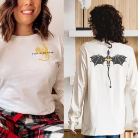 Long-Sleeved T-Shirt featuring Dragon Relic Design by Violet Sorrengail – Ideal for Dragon Enthusiasts