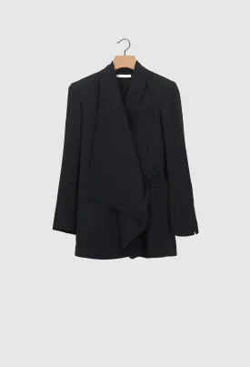 WEIMAR - Asymmetric Wool Gabardine Jacket in Black