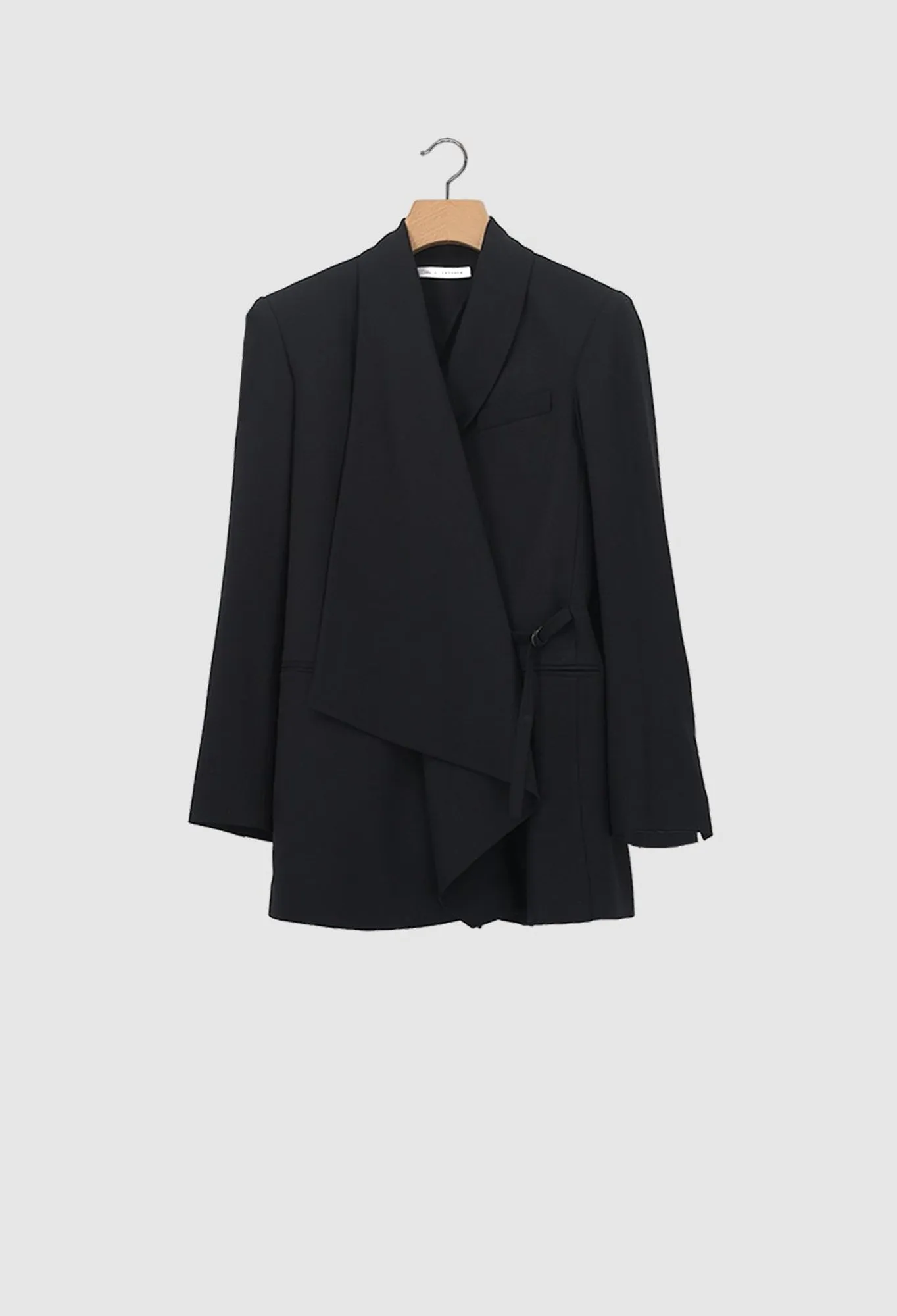 WEIMAR - Asymmetric Wool Gabardine Jacket in Black