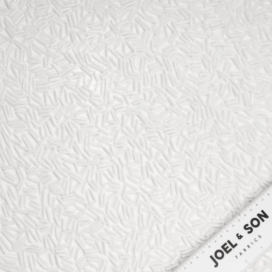 White Recycled Straw Embroidered Tulle