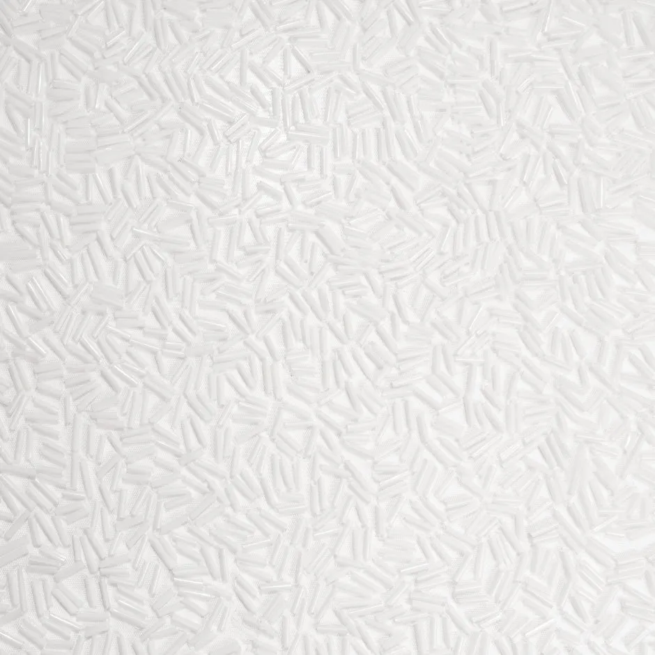 White Recycled Straw Embroidered Tulle