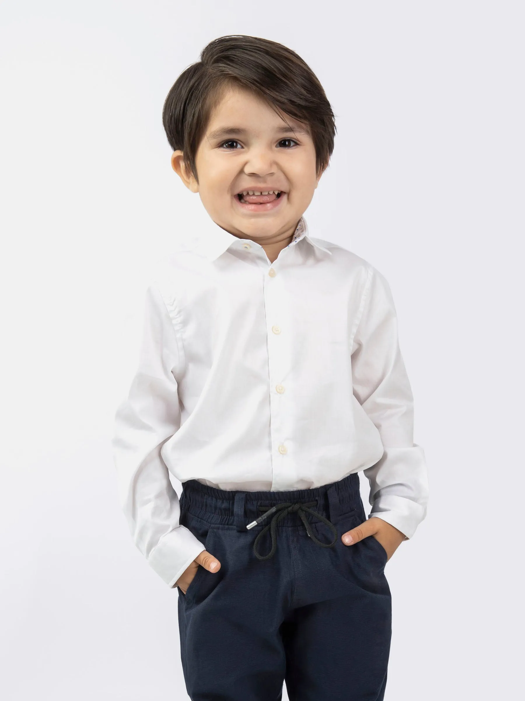 White Satin Formal Kids Shirt