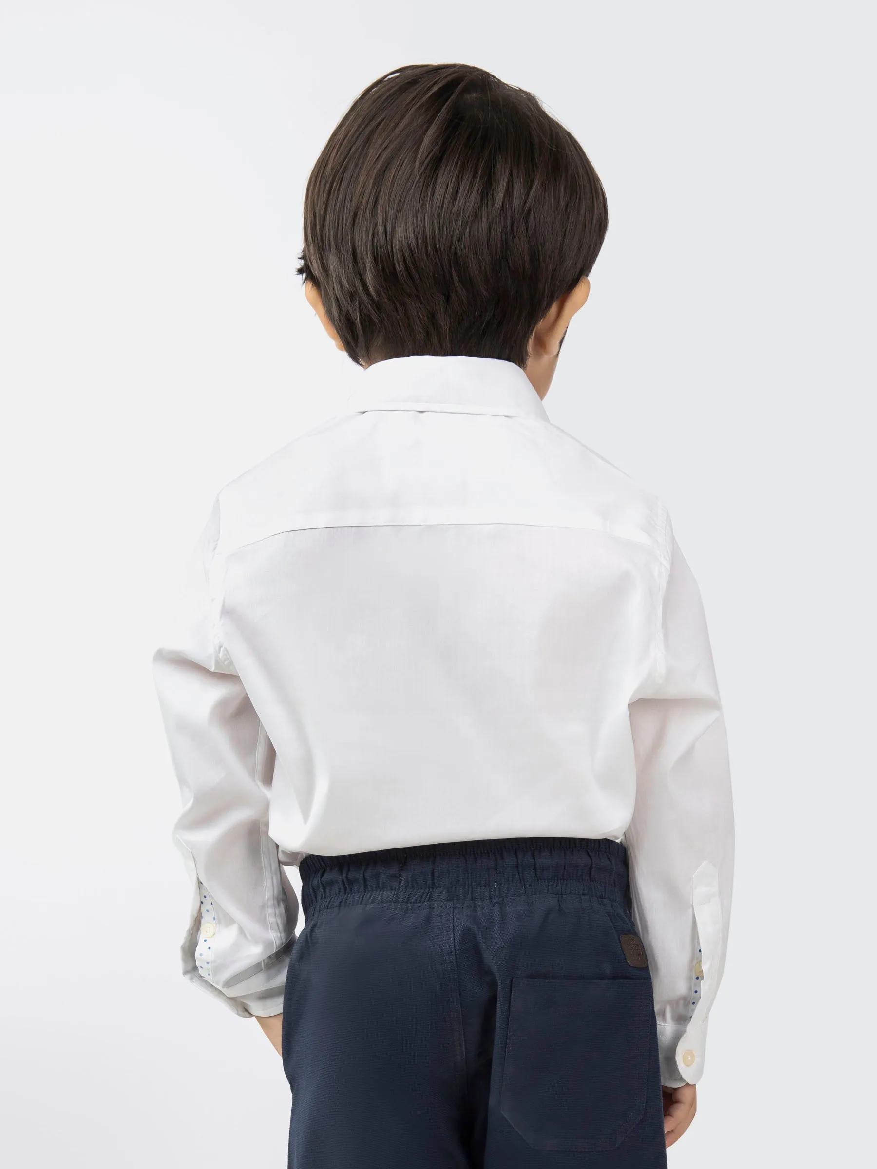 White Satin Formal Kids Shirt