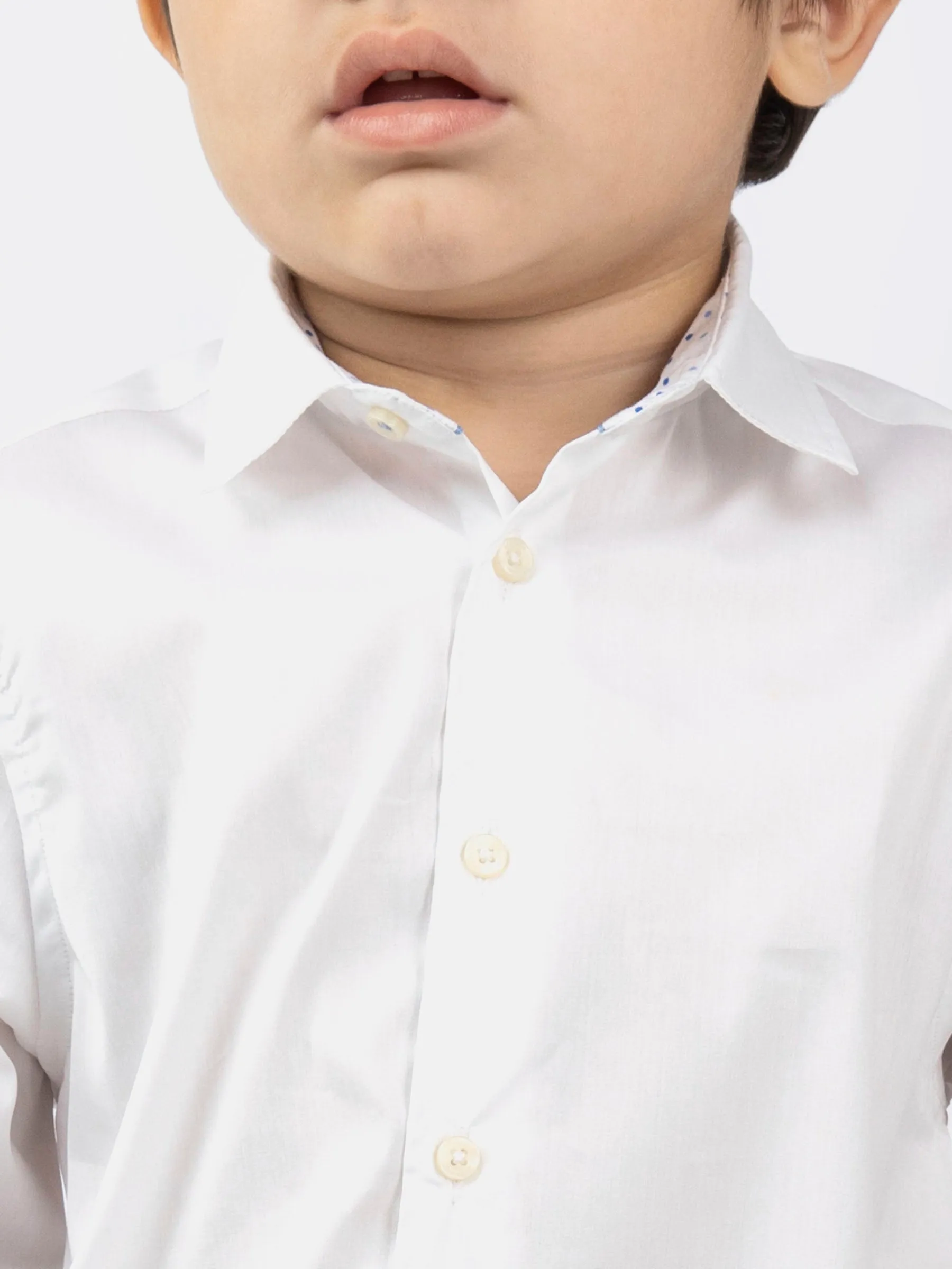 White Satin Formal Kids Shirt