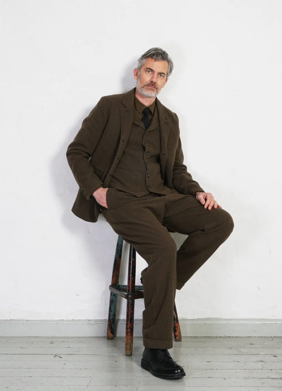 WILLIAM | Lapel Waistcoat | Brown Herringbone