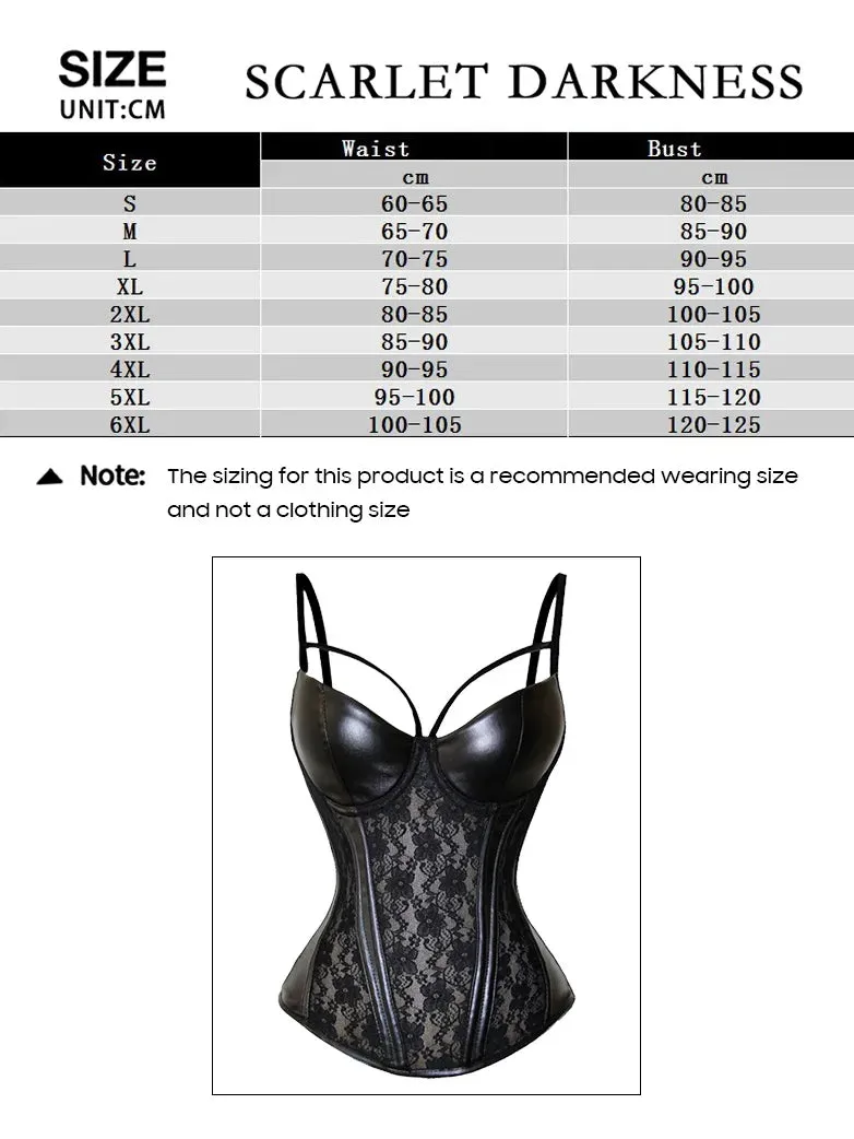 Women Halter Top Gothic PU Leather Lace Patchwork Tops