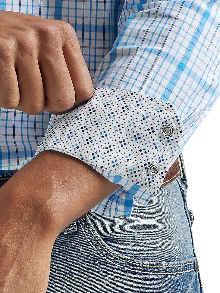 Wrangler Men's Competition Long Sleeve Baby Blue Shirts