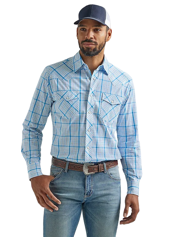 Wrangler Men's Competition Long Sleeve Baby Blue Shirts
